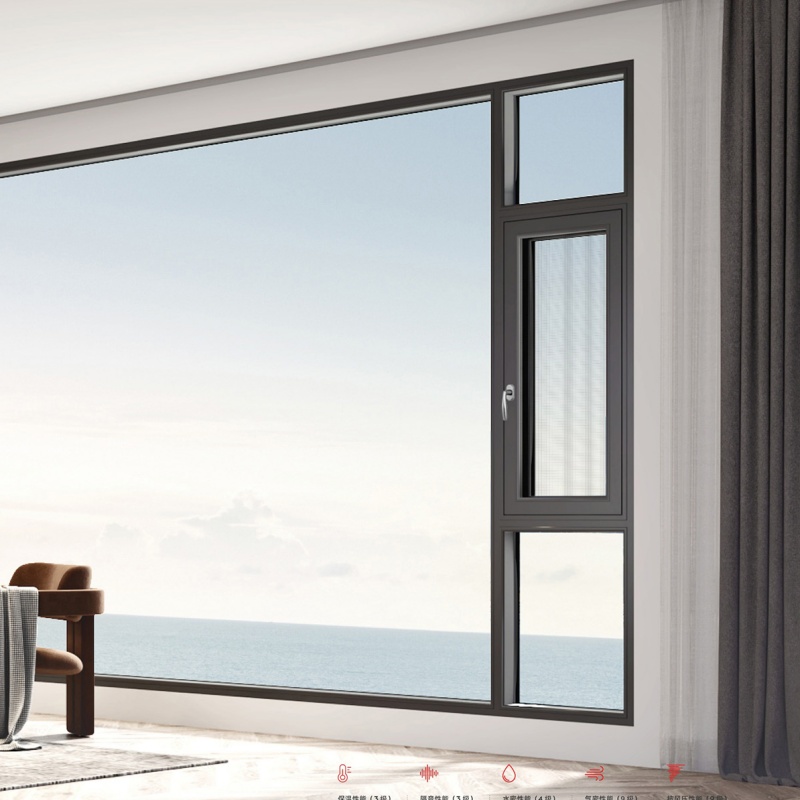 New Popular Modern Design High Quality Double Glazed Glass Heat Insulated Windows Large Bay Window Aluminum Tilt & Turn Casement Window for Living Room Balcony