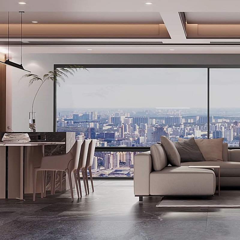 Interior Smart Electric Automatic Aluminum Double Glazed Lifting Sliding Glass Doors