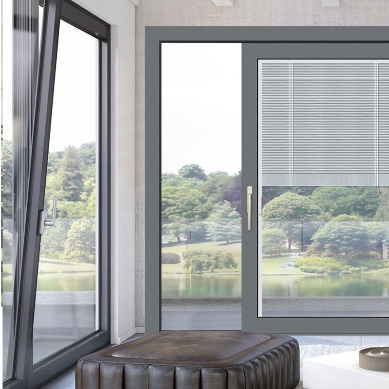 Hotel Double Glazing Sliding Doors with Screen Mesh Aluminium Sliding Door_copy