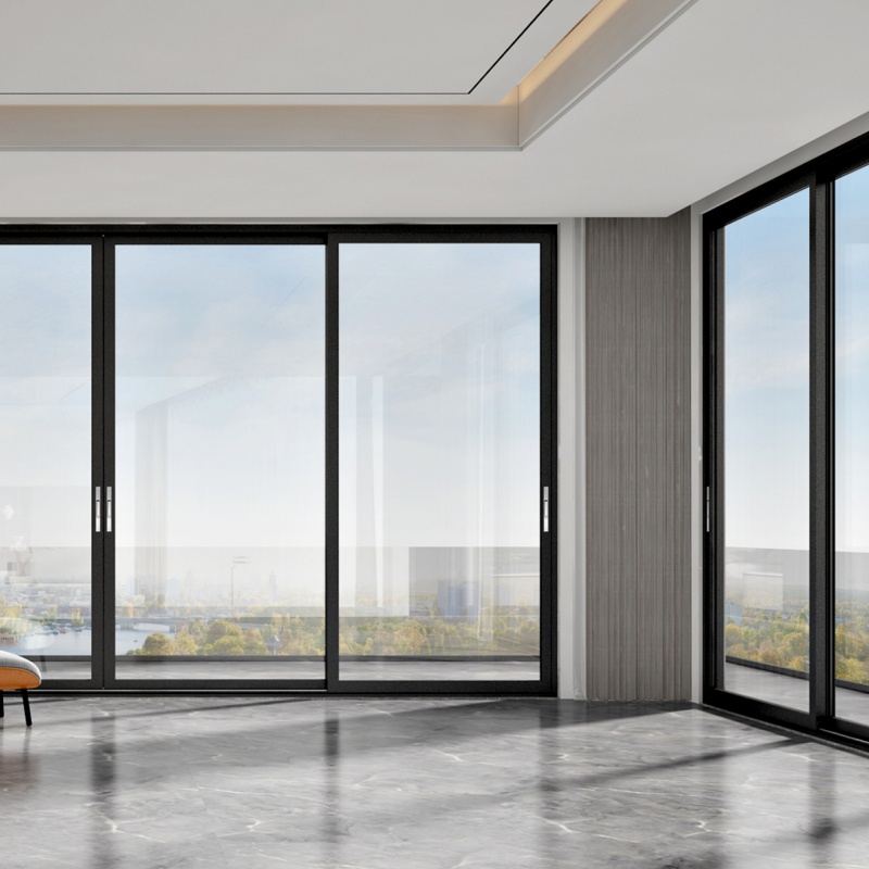 Hotel Double Glazing Sliding Doors with Screen Mesh Aluminium Sliding Door_copy