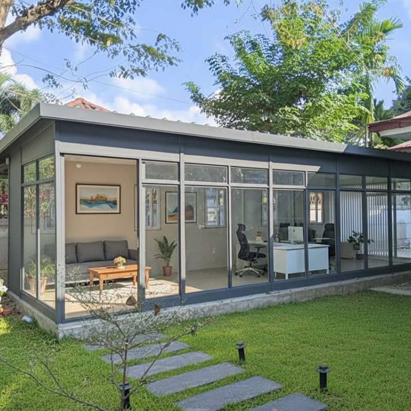 Luxury Aluminum Alloy Electric Movable Roof Sunroom Rain Sensor Smart Control and Thermal Insulated Frame Mobile Sunroom