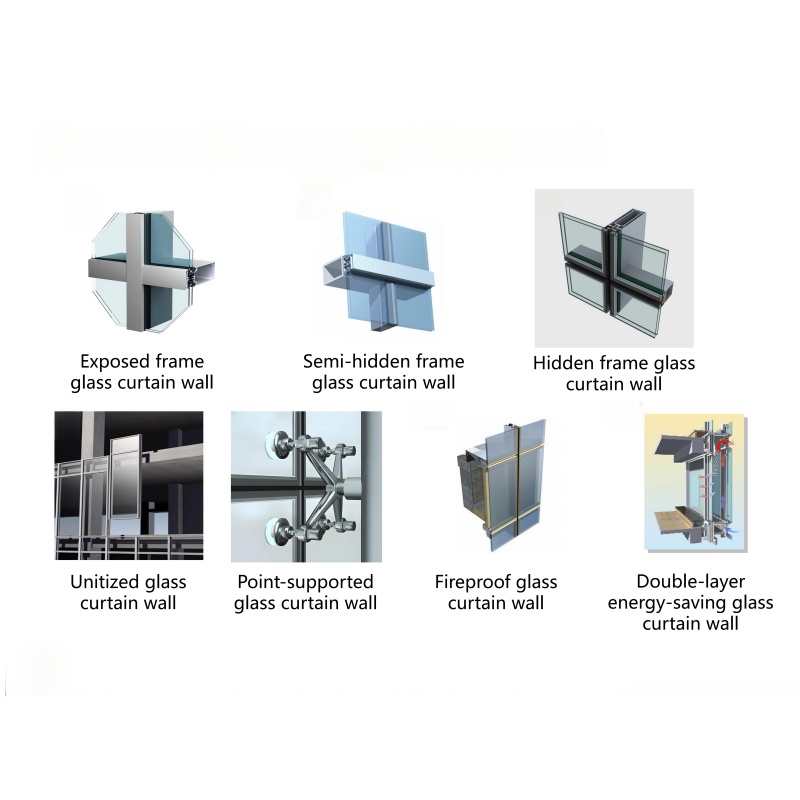 All Glass Curtain Wall Facade Solution Contemporary Office Towers Featuring Strong Curtain Wall