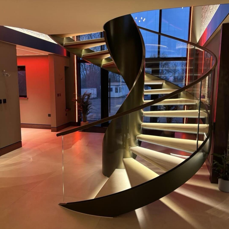 Staircase Glass Railing System Stainless Steel Handrail Indoor Outdoor Modern Design