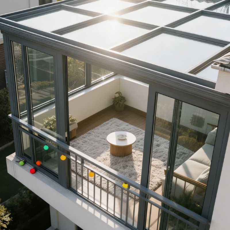 Above Ground Aluminum Alloy Frame Glass Waterproof Windproof Electric Retractable Sunroom