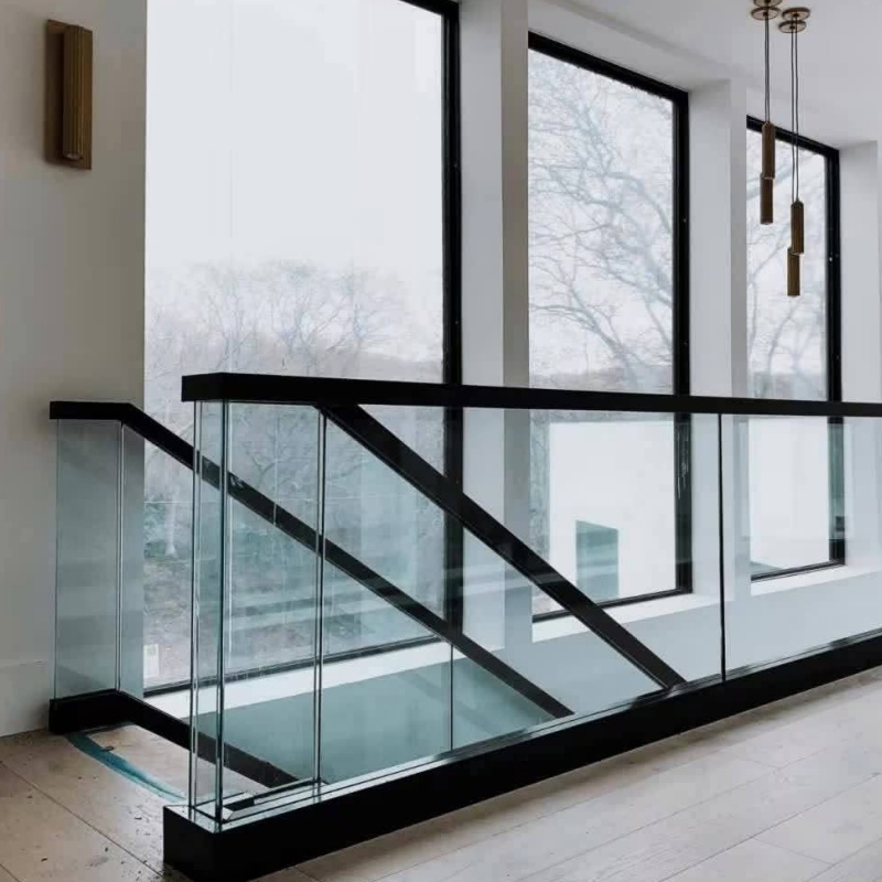 Frameless Glass Railing System Stainless Steel Handrail Balcony Outdoor Modern Design
