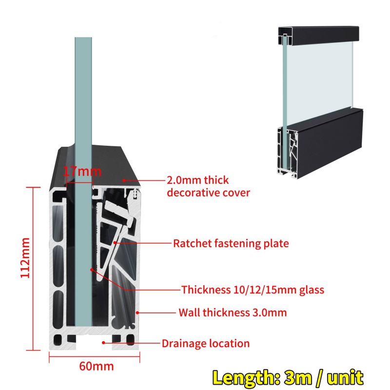 Frameless Glass Balustrade Stainless Steel Handrail for Modern Architectural Projects