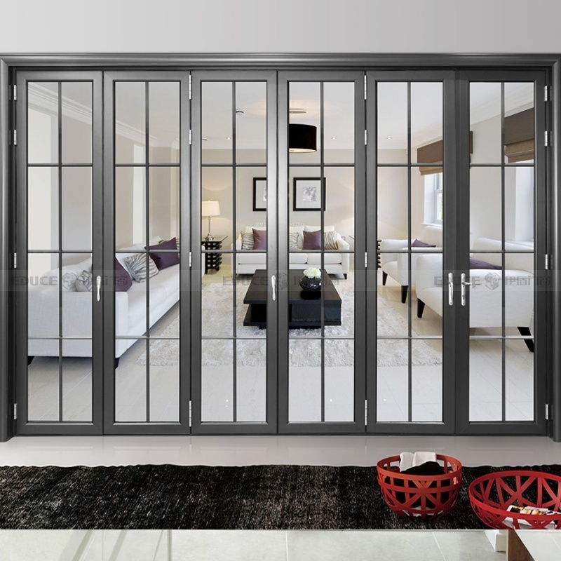 Bulk Order Double Glazed Patio Folding Doors Accordion Bifolding Aluminum Glass Door
