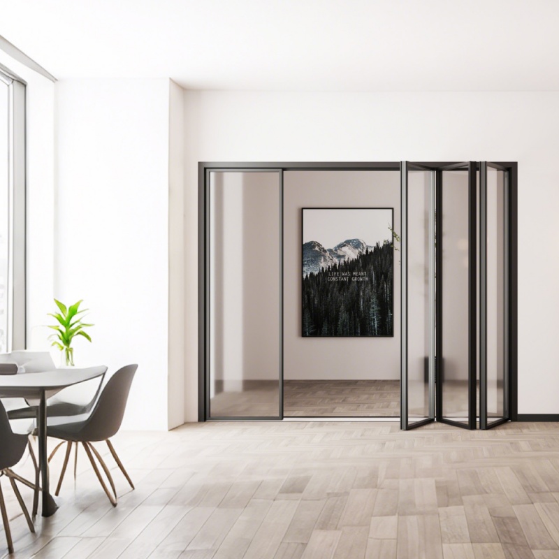 Bulk Order Double Glazed Patio Folding Doors Accordion Bifolding Aluminum Glass Door