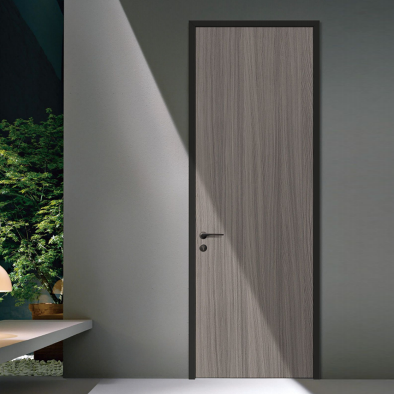 Low Price Interior WPC Bathroom Door Rustic Hollow Core Wooden Doors 3 Flat Panel