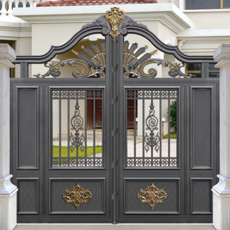 European Style Aluminium Gates Grill Design Aluminium Courtyard Sliding Gate with Automatic Gate Opener