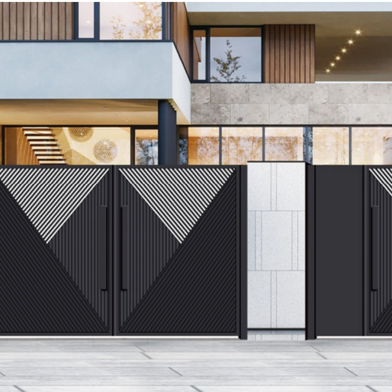 Villa Boundary Gates Iron Aluminum Courtyard Gate Steel Aluminium Metal Gate Swing Gates for Yard Garden
