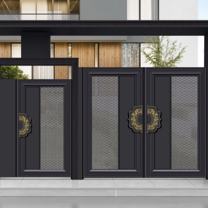 Villa Boundary Gates Iron Aluminum Courtyard Gate Steel Aluminium Metal Gate Swing Gates for Yard Garden