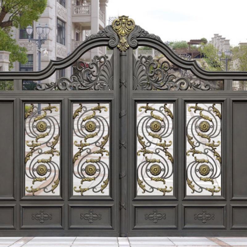 European Style Aluminium Gates Grill Design Aluminium Courtyard Sliding Gate with Automatic Gate Opener