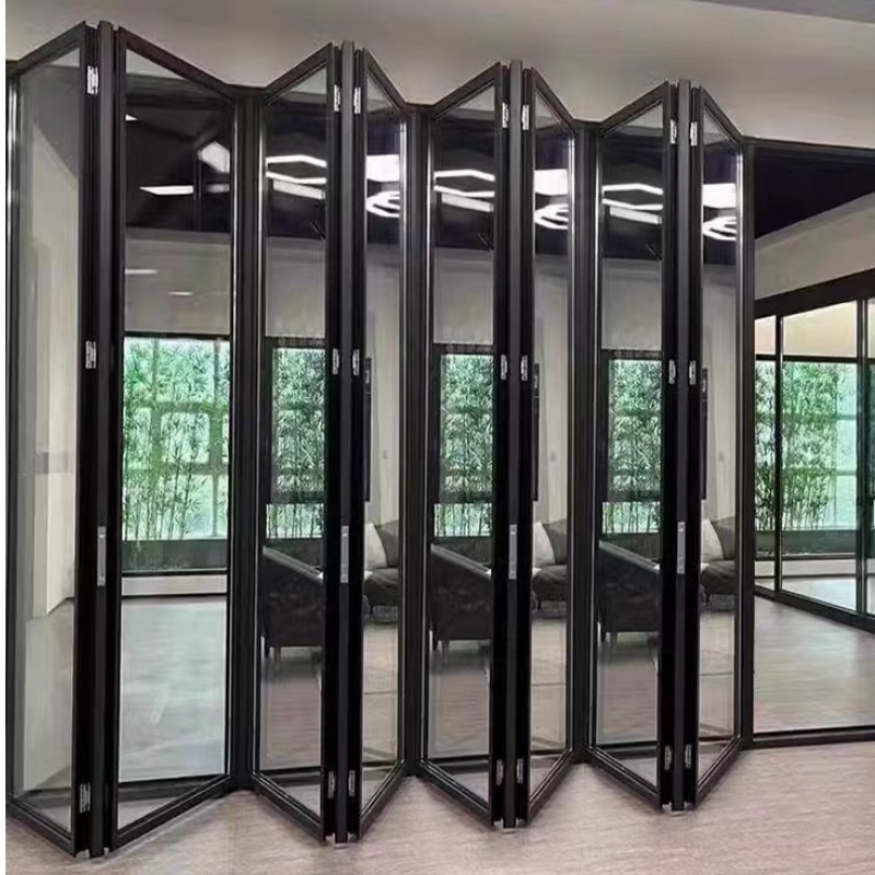 Outdoor Exterior Bifold Doors Modern Designs Aluminum Alloy Double Tempered Glass Bi Folding Door