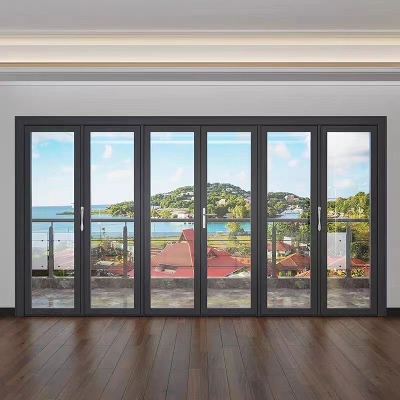 Outdoor Exterior Bifold Doors Modern Designs Aluminum Alloy Double Tempered Glass Bi Folding Door