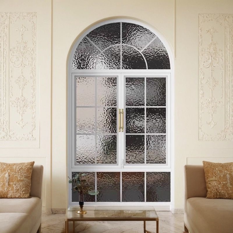 Custom Aluminum Alloy Ultra-Narrow Bathroom Bathroom Flat Door Arc Arched French Retro Glass Door