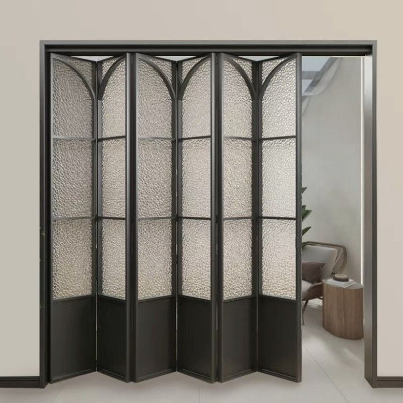 Custom Aluminum Alloy Ultra-Narrow Bathroom Bathroom Flat Door Arc Arched French Retro Glass Door