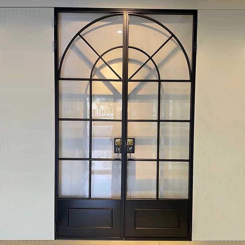 Sound Insulation OEM ODM Custom Aluminium Alloy Profile French Retro Glass Doors