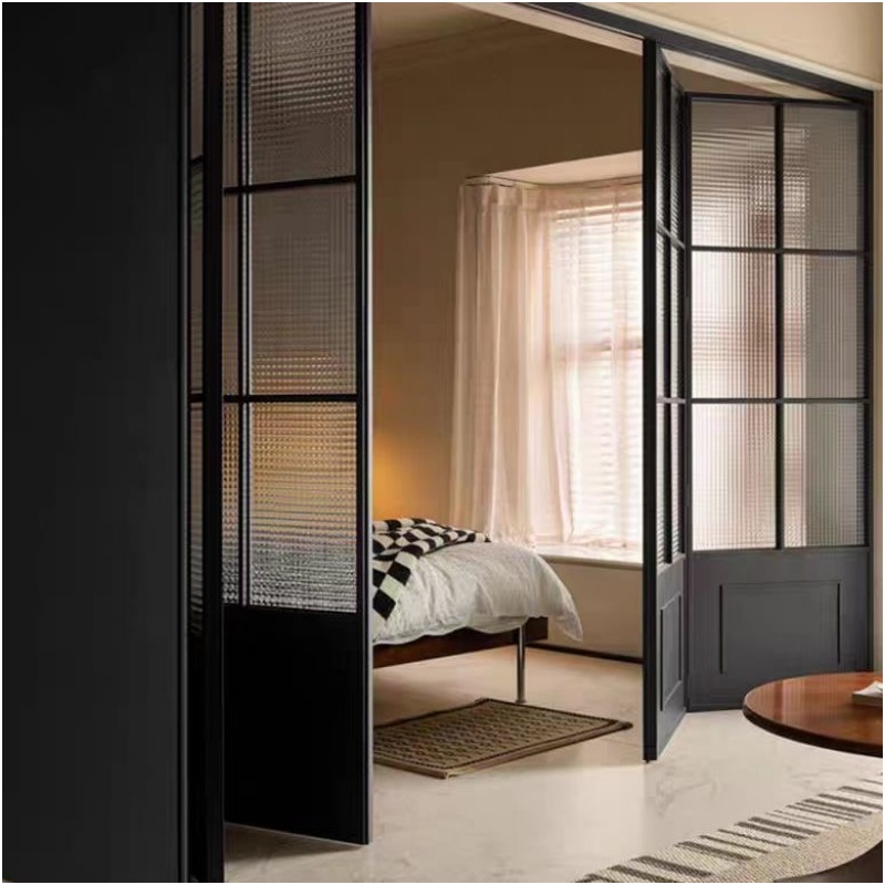 Stable Structure French Retro Style Aluminum Profile Aluminum Alloy Security Glass Door
