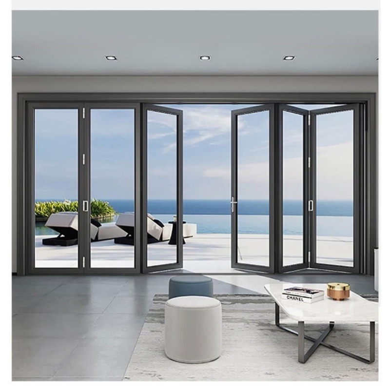 Outdoor Exterior Bifold Doors Modern Designs Aluminum Alloy Double Tempered Glass Bi Folding Door