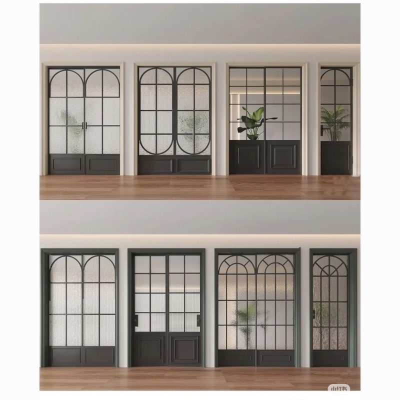 Sound Insulation OEM ODM Custom Aluminium Alloy Profile French Retro Glass Doors
