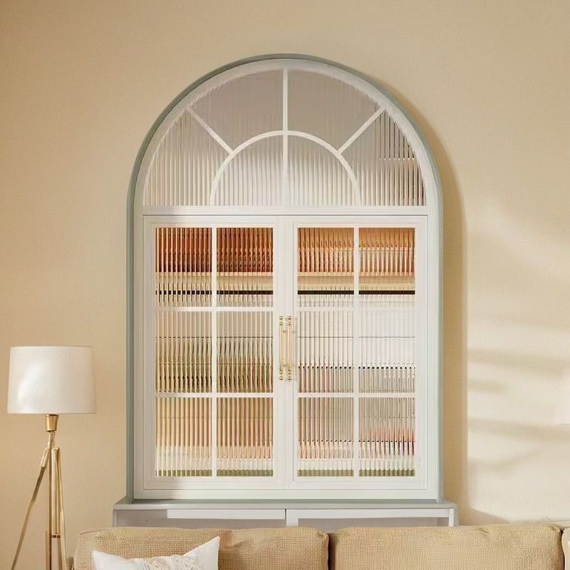 Custom Aluminum Alloy Ultra-Narrow Bathroom Bathroom Flat Door Arc Arched French Retro Glass Door